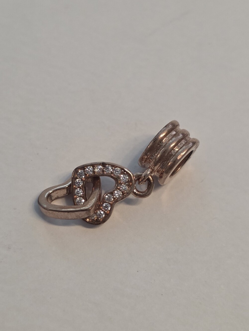 Pandora Rose Gold Interlocking Hearts Dangle Charm Retired - Picture 5 of 6